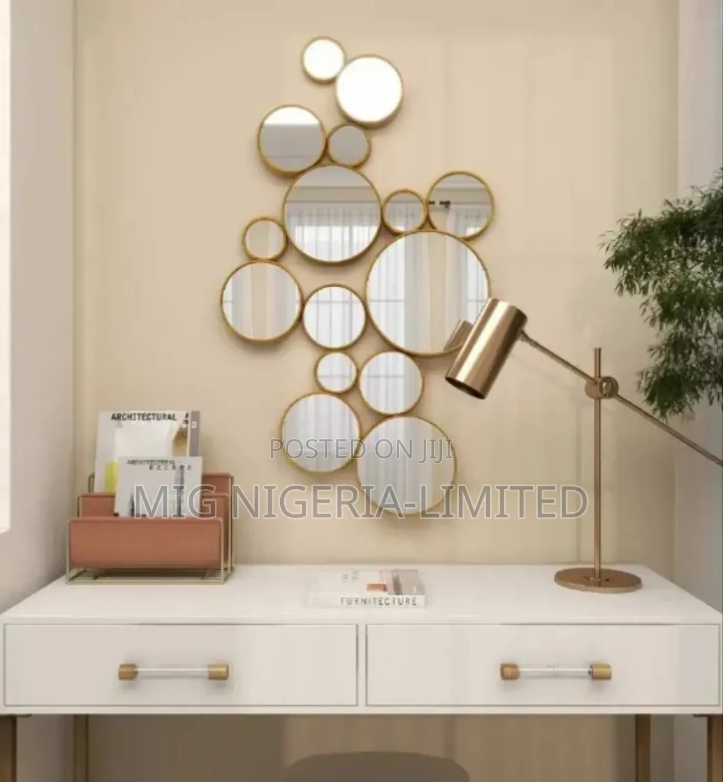 Wall Mirror Gold Stone Round Mirror, Compatible With Bathroom, Living