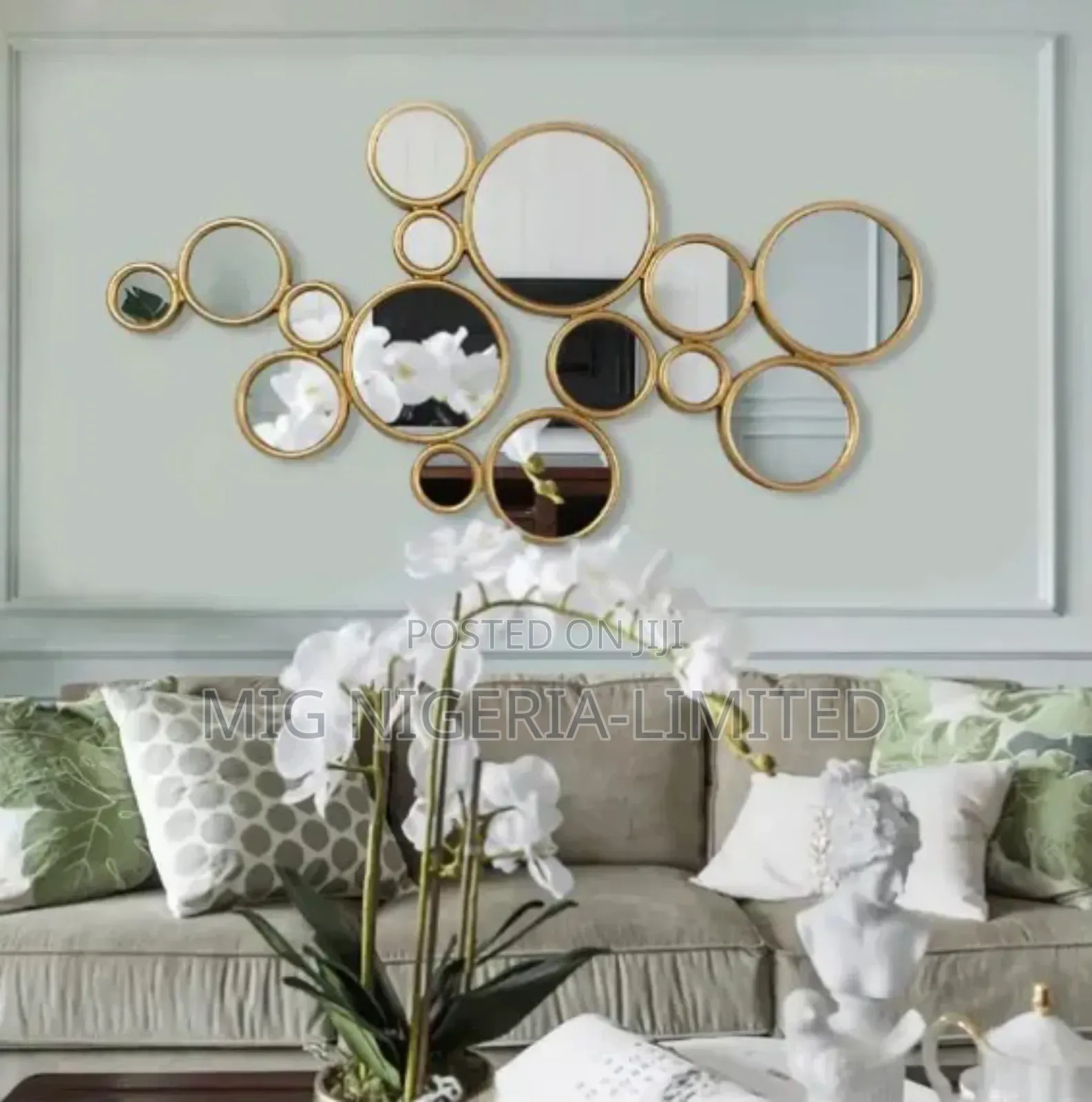 Wall Mirror Gold Stone Round Mirror, Compatible With Bathroom, Living