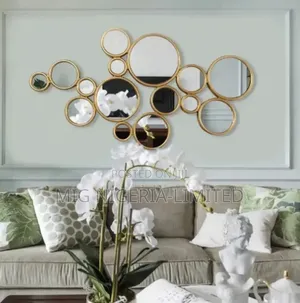 Wall Mirror Gold Stone Round Mirror, Compatible With Bathroom, Living
