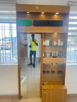 Display Cabinet Shelves Rack With Mirror Spotlights