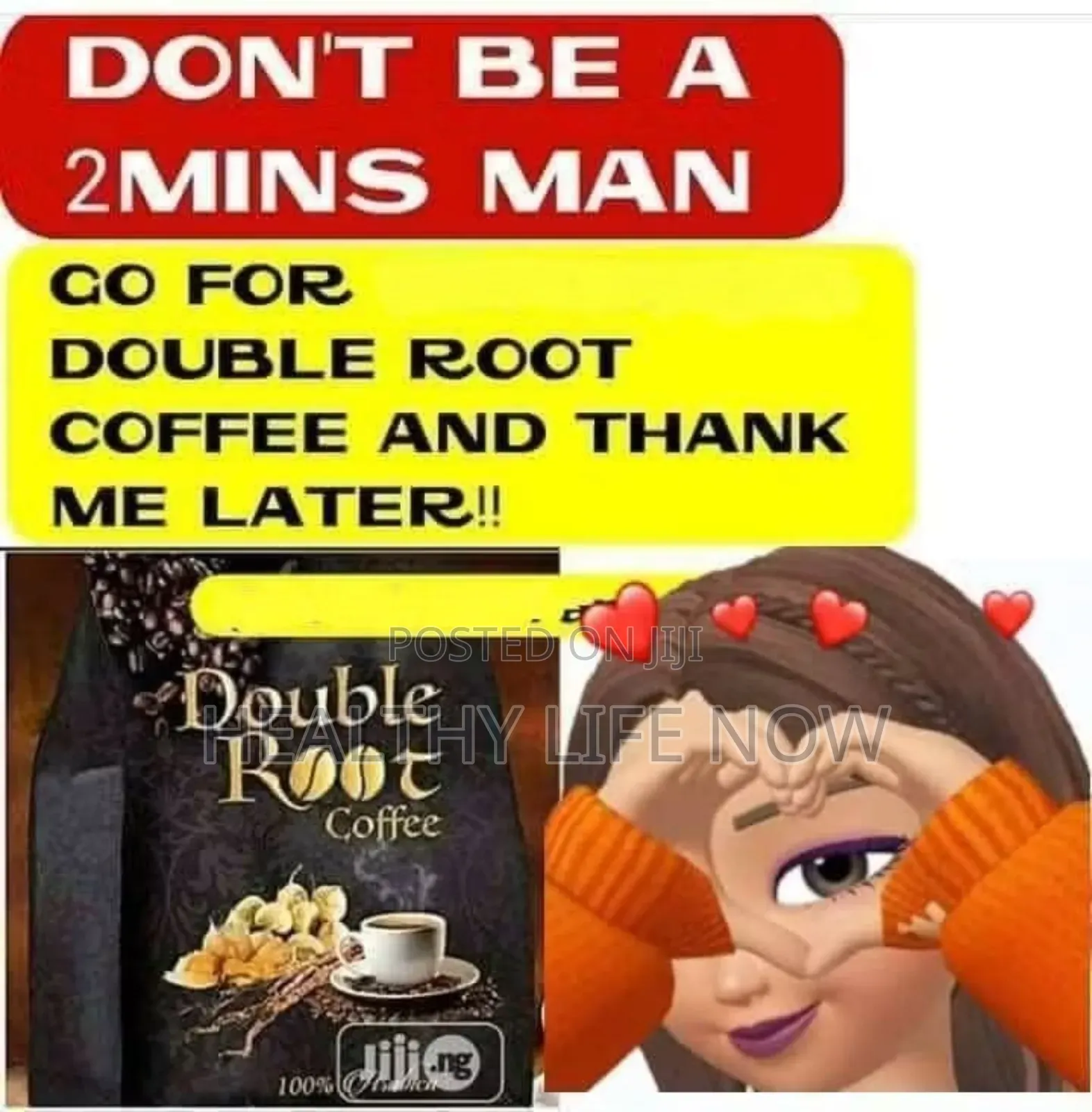 Get Double Root Coffee, Don't Be 2mins Man