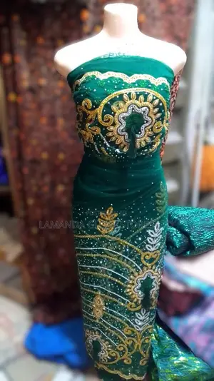 Green Hand Made Stone Gorge Fabric