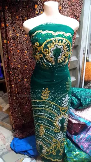 Green Hand Made Stone Gorge Fabric