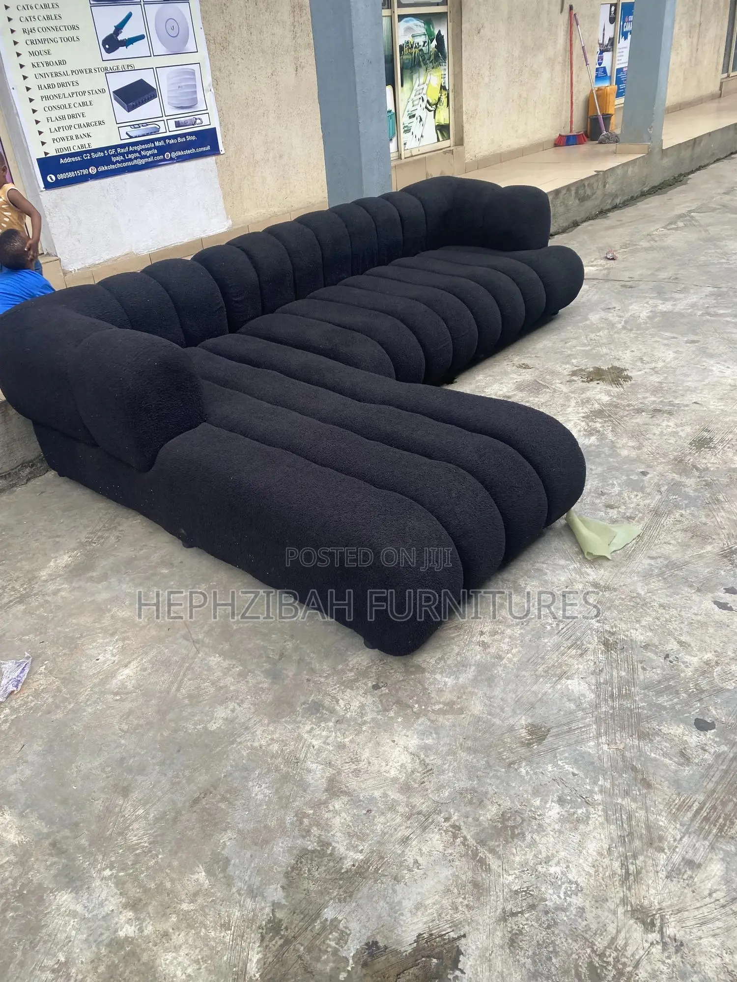 L Shaped Sofa With Wool Fabrics