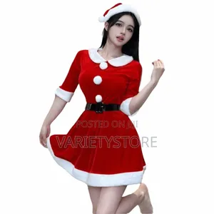 Women Santa Costume Dress Velvet Dress