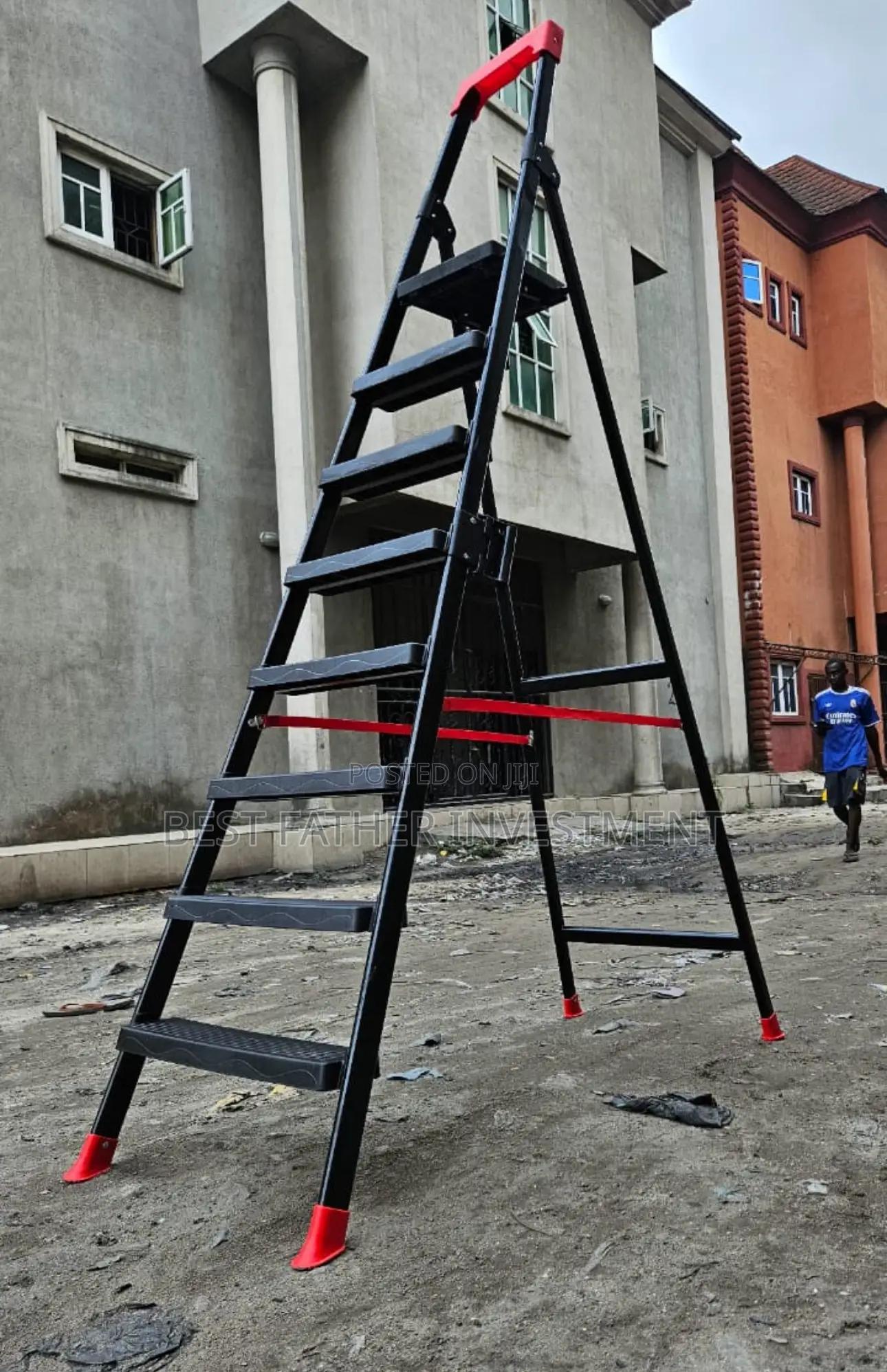 8 Steps a Frame Black Durable Ladder