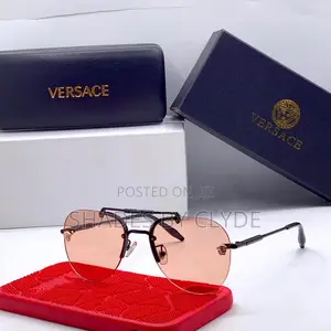 Authentic Versace Sunglasses-Black Frame, Rose-Tinted Lenses-Brand New