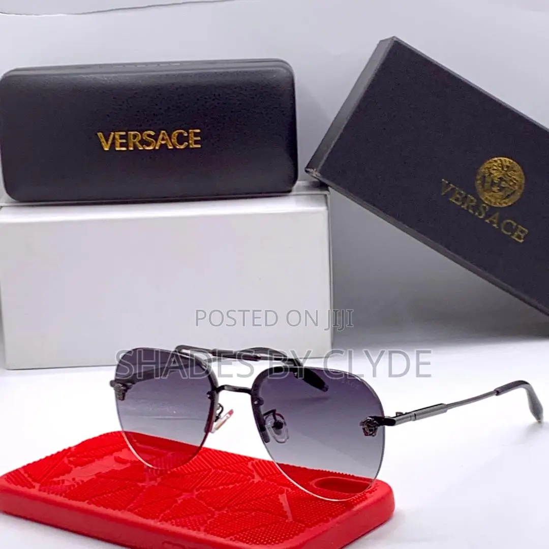 Authentic Versace Sunglasses-Black Frame, Rose-Tinted Lenses-Brand New