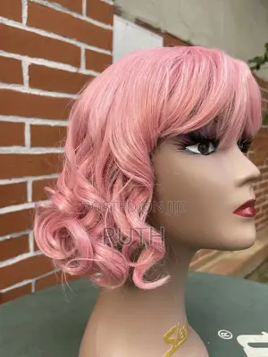 Bouncy Short Pink Human Hair Blend