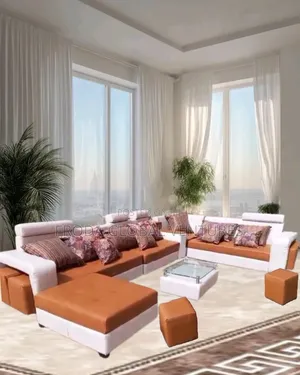 Neatly Produced 9 Seaters U-Shape Sofa Chairs Wit Table. Leather Couch