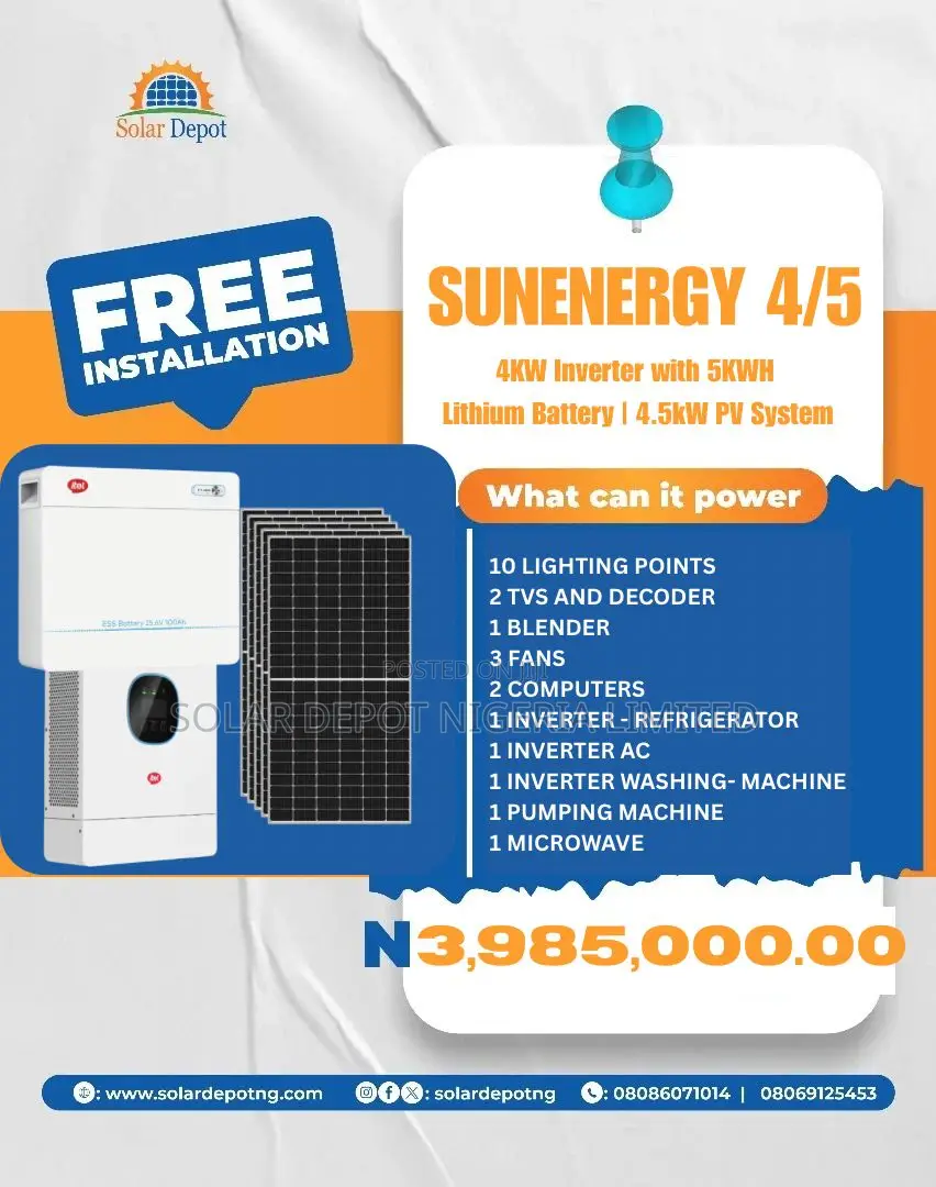 Itel 4kva Inverter/5kwh Battery/4.5kw Pv System - Solar Depot Nigeria ...