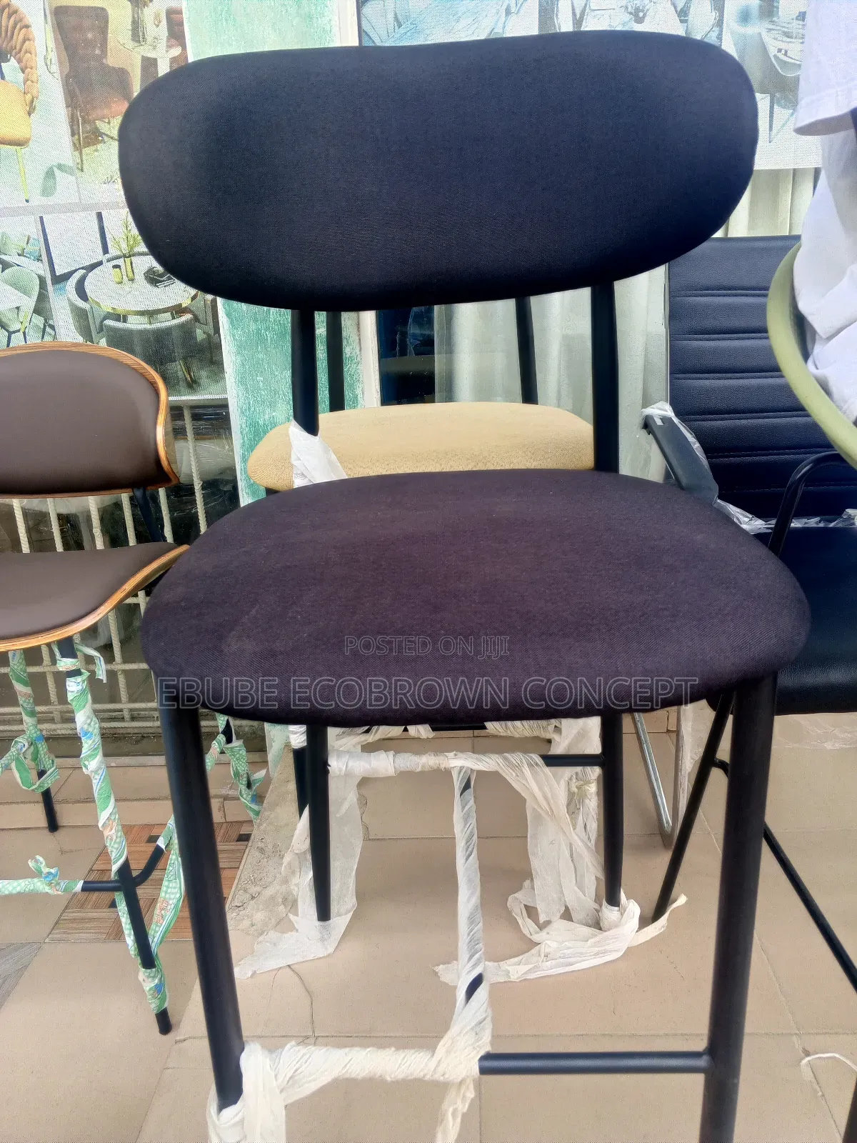 Modern Upholstered Bar Stool / High Chair With a Backrest