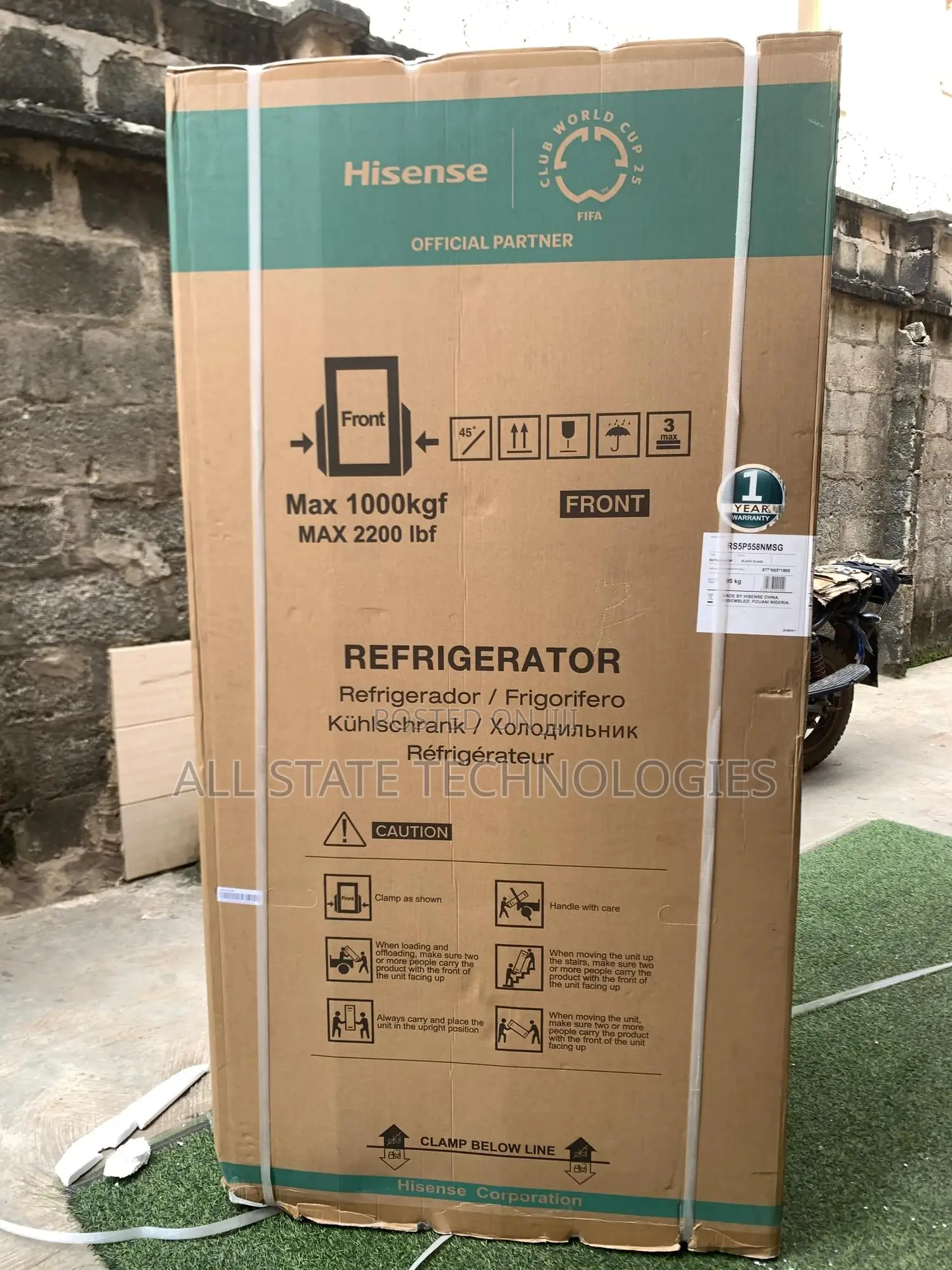 Hisense 529 Liter Two-Door Side by Side Fridge
