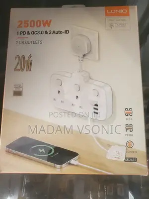 Lonio 2 Uk Outlet With Usb(And Usb C) Extension Box