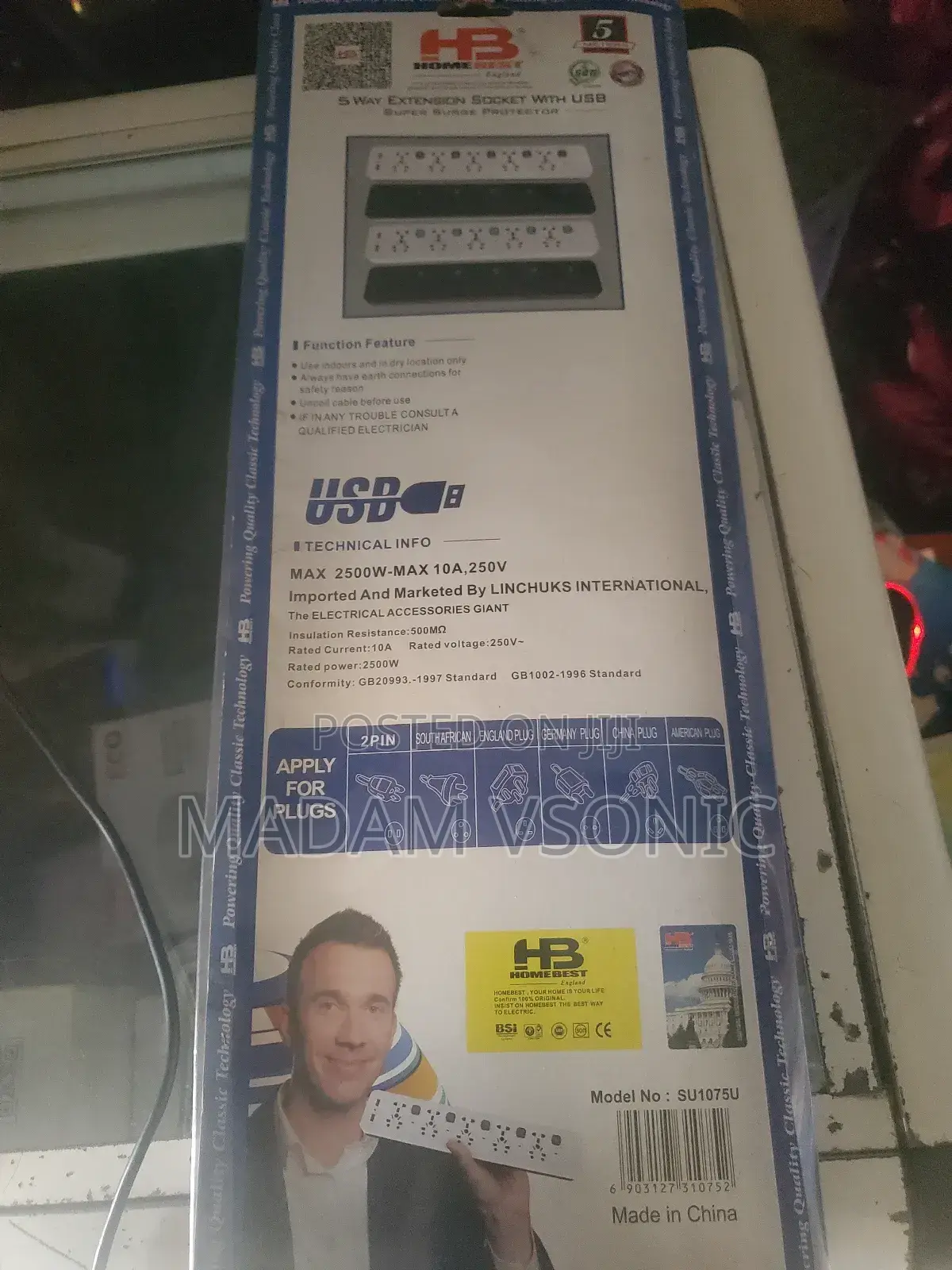 5-Socket 2 Usb Extension Box
