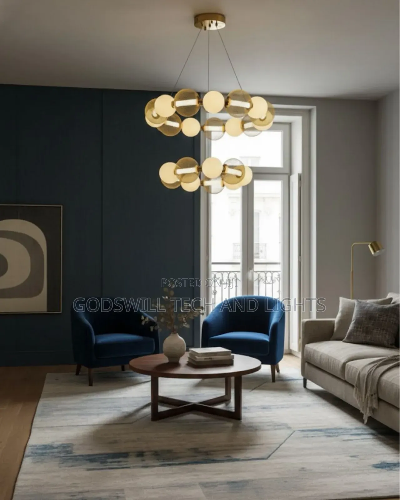 Brass Cluster Ribbed Glass Globe