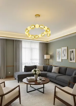 Gold and Glass Ring Chandelier.