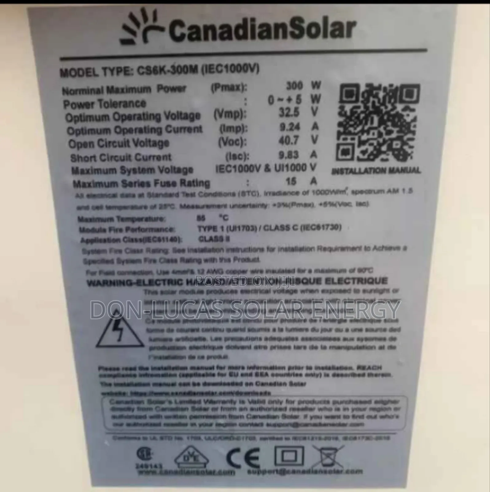 300w Solar Panel 60cell