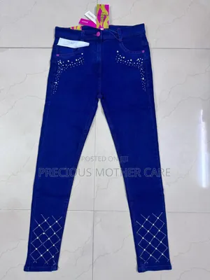 Children Girl Stoning Beaded Straight Jean