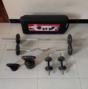 5in1 58kg Dumbbell Barbell Set With Zigzag Bar, Pushup Bar, Kettlebell