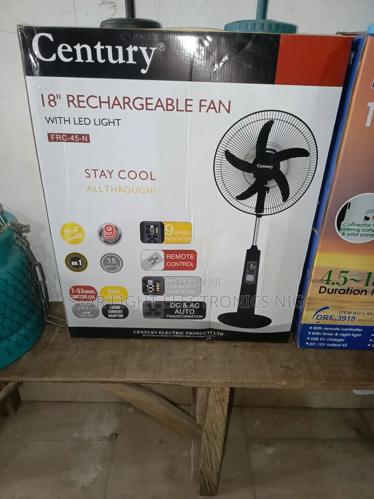 Century Rechargeable Fan Black