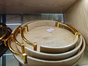 3in1 Bamboo Tray Round With Metal Handle