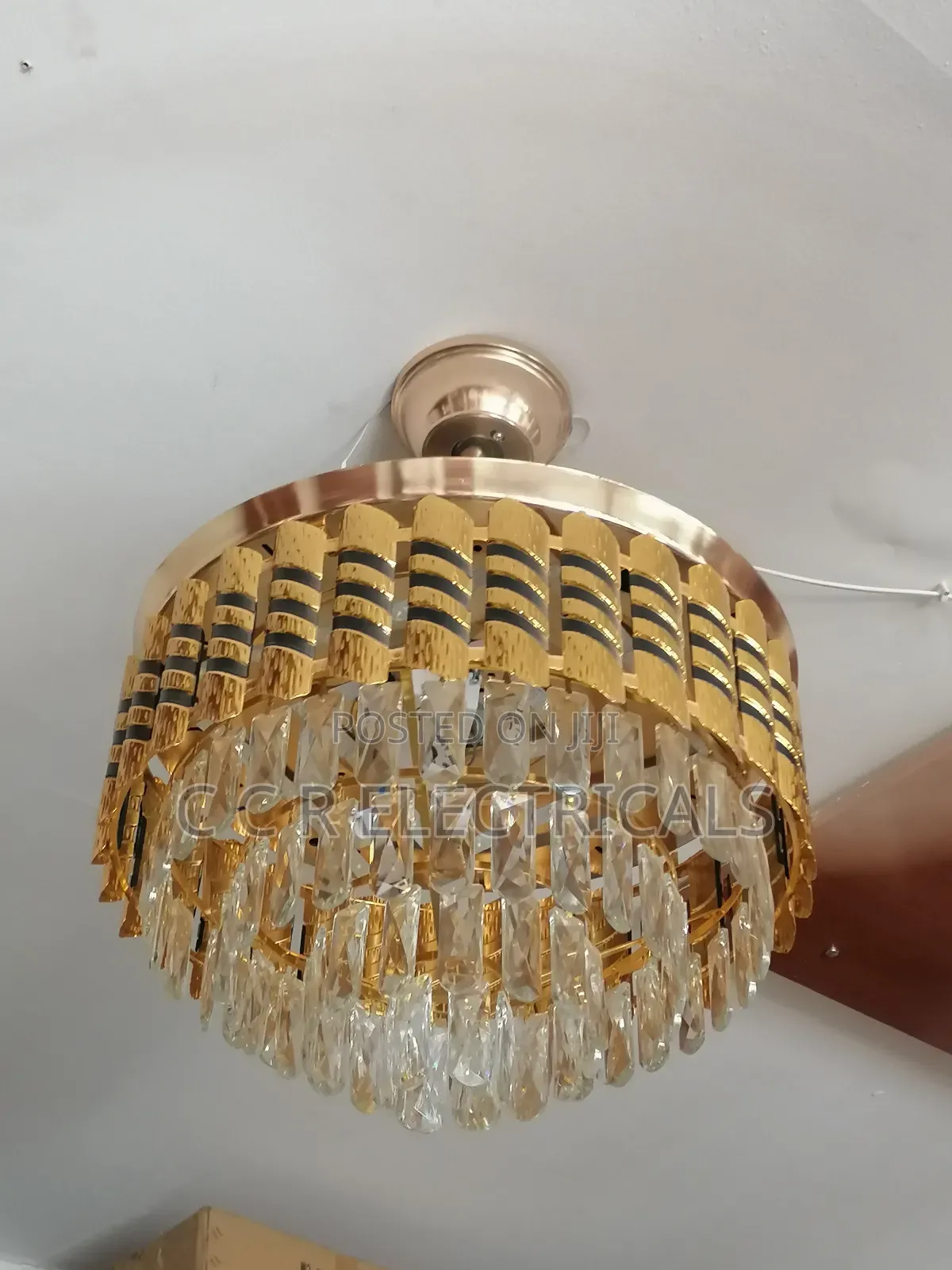 Crystal Chandelier Fan Light With Bluetooth Speaker