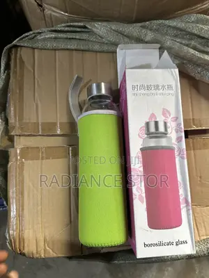 550ml Borosilicate Transparent Glass Water Bottle With Jacket