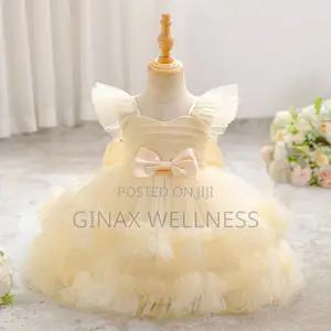 Elegant Tulle Baby Girl Dress With Puffed Ruffle Sleeves (6-12 Months)