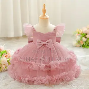 Baby Girl Princess Dress With Bow and Ruffles (0-12 Months)