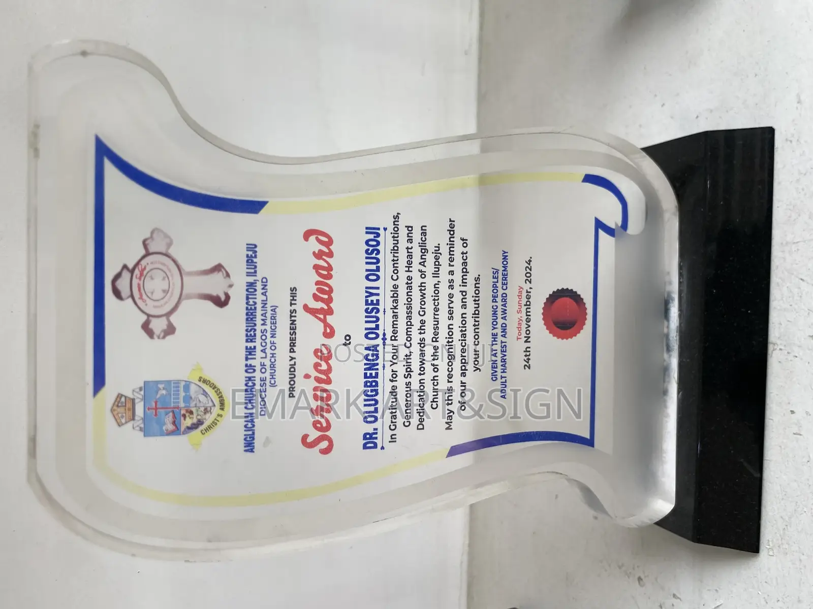 Printing on Award Acrylic