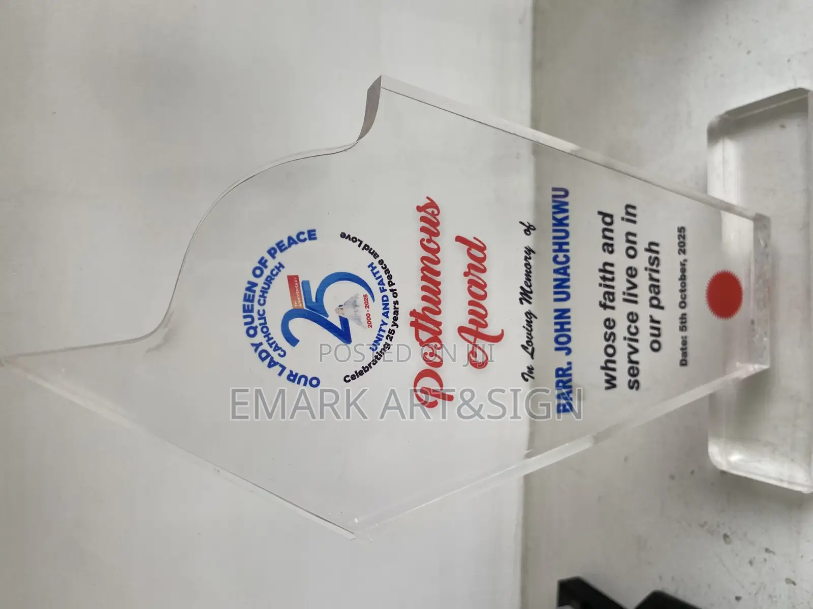 Printing on Award Acrylic
