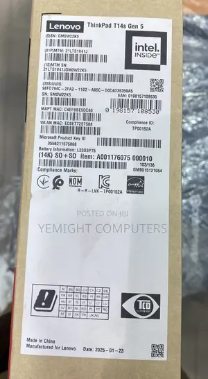 New Laptop Lenovo ThinkPad T14 G4 16GB Intel Core Ultra 5 SSD 512GB