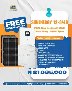 12kw 3phase Inverter/48kwh Battery/24kw Solar Package