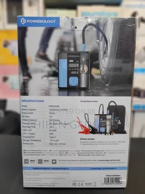 Powerology 3in1 Jump Starter Tire Inflator - Black/ Blue