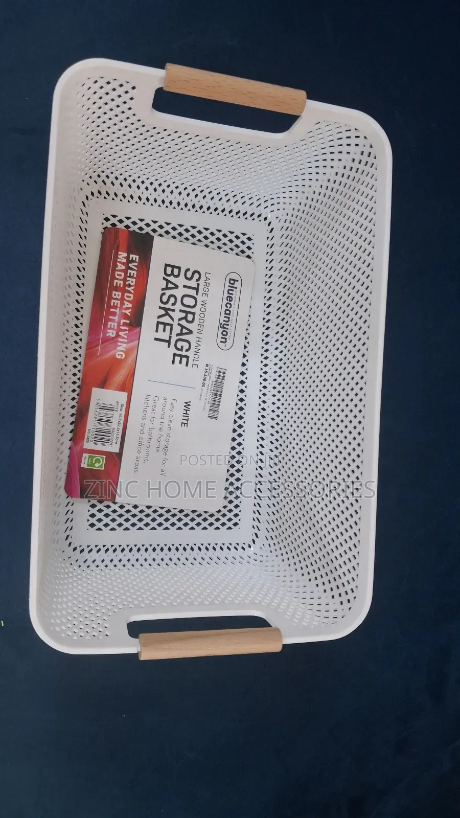 Large Wooden Handle Storage Basket