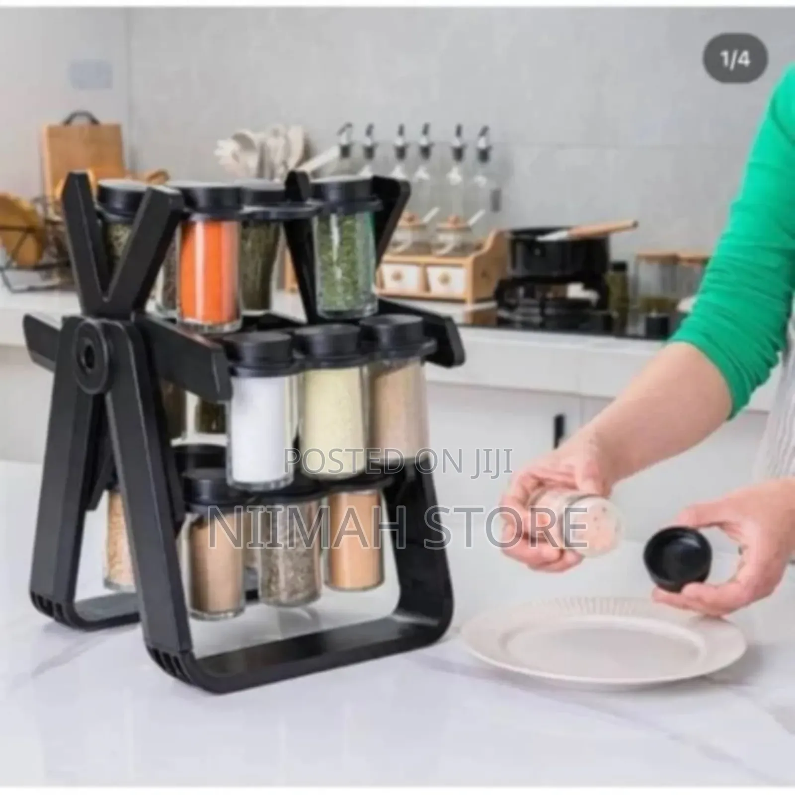 Rotating Spice Rack With 18 Jars