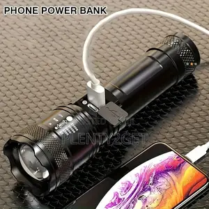 1pc Tactical Retractable Zoom Led Flashlight, Lithium-Ion Battery, THR