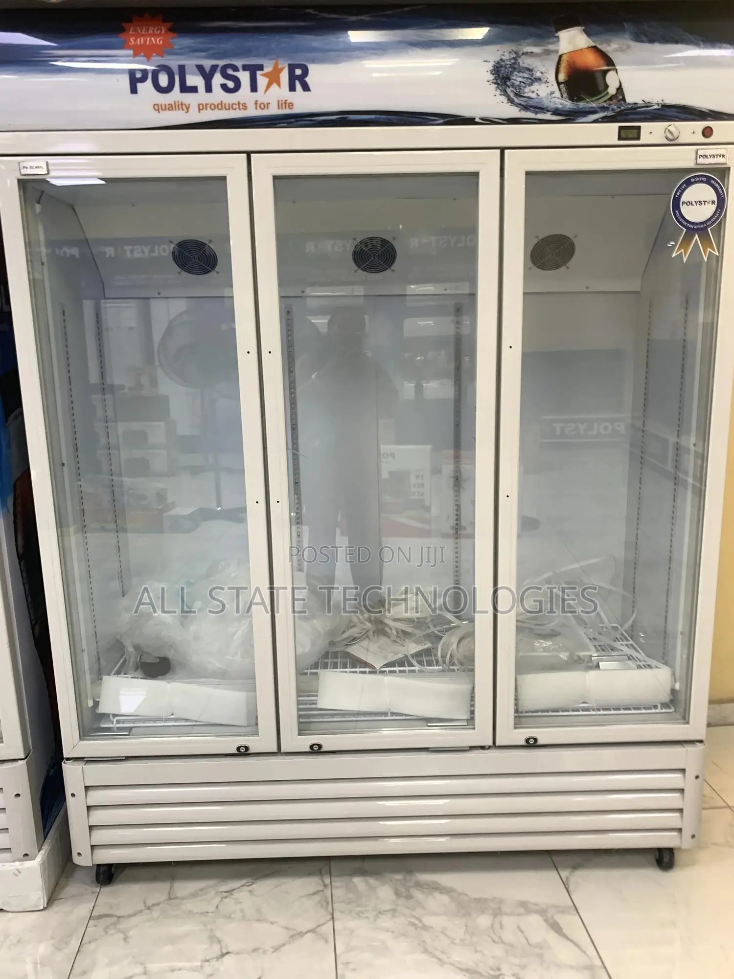 Polystar 1,055l Glass Showcase Fridge With Three Doors