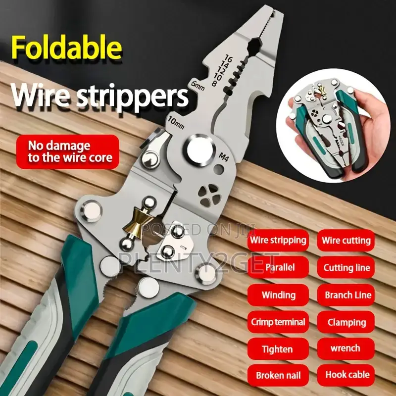 Versatile Electrician's Wire Stripper - Foldable, Multi-Function Tool