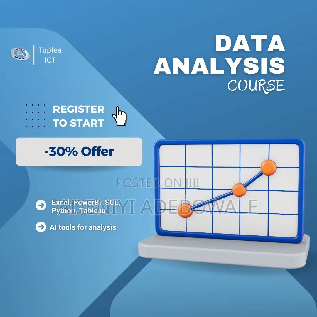 Data Analysis Course Covering Microsoft Excel, Sql, Tableau, Powerbi