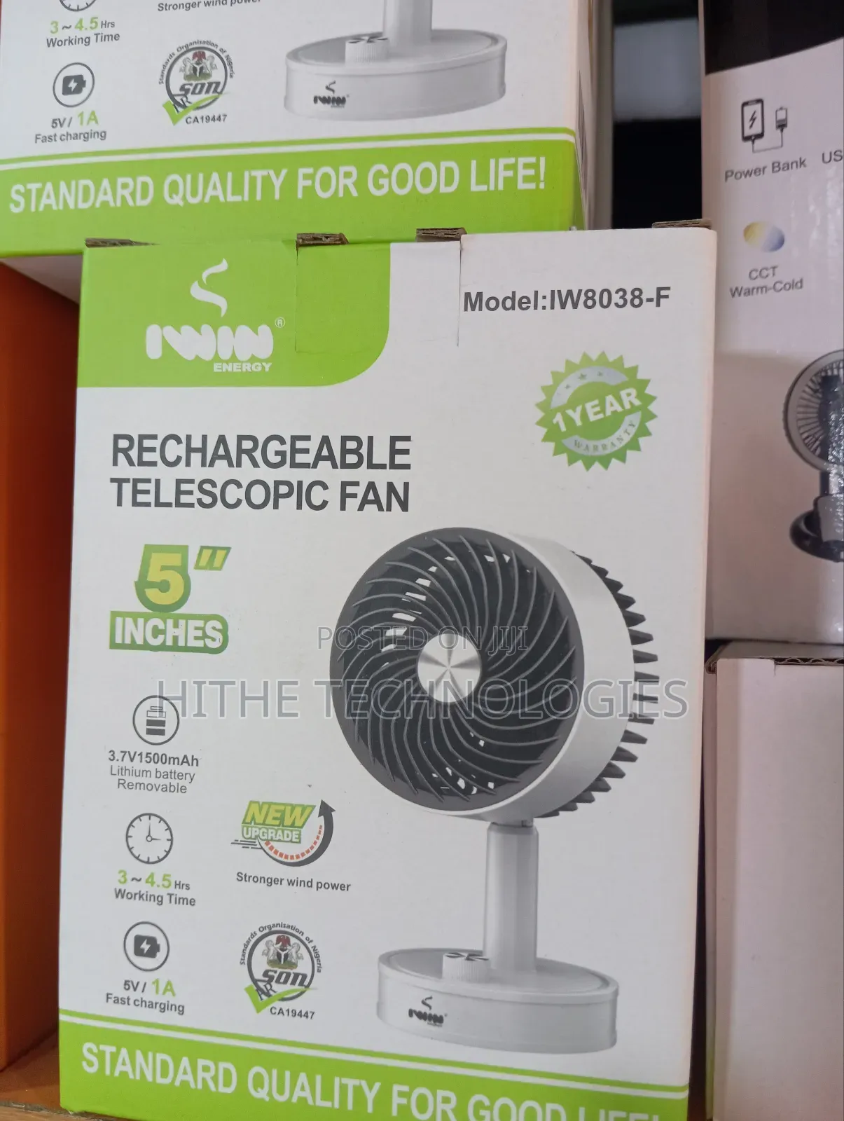 Rechargeable 5" Telescopic Hand and Table Fan