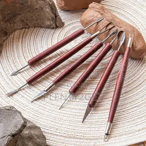 6pcs Pottery and Clay Carving Tools, Double-Sided, Smooth Wooden Handl