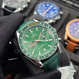 Omega Quality Luxury Men Genuine Leather Wristwatch