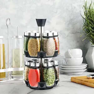 12 PCS Spice Jar Rotating Glass Spice Jar