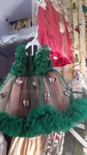 Green and Pink Butterfly Princess Gown