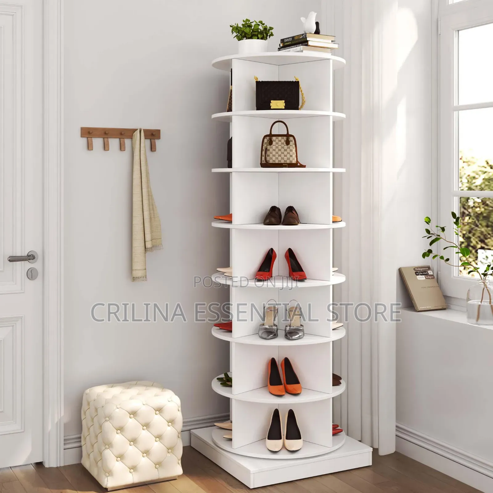 360 Rotating Modern Tall Shoe Rack 7 Layer.
