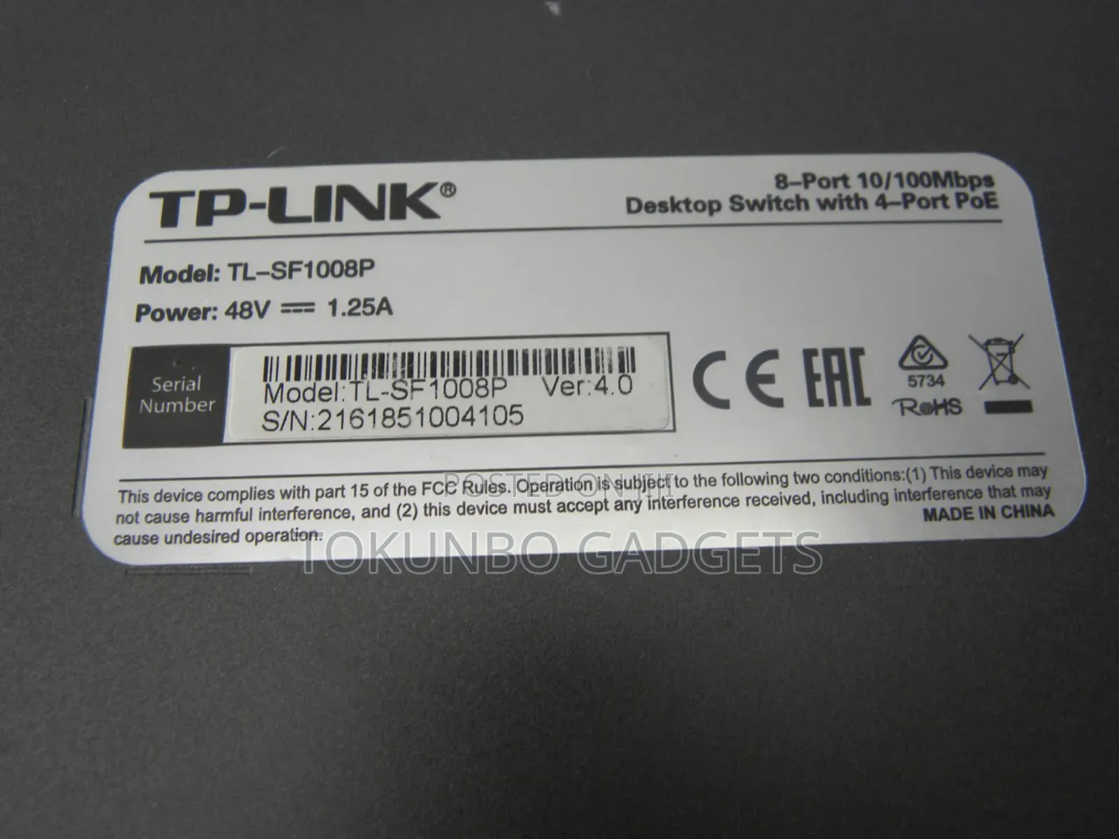 Tp-Link Tl-Sf1008p 8-Port Poe 10/100mbps Desktop Network Switch
