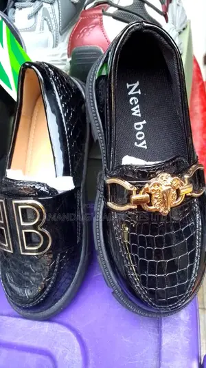 Boys Quality Black Flat Shooe