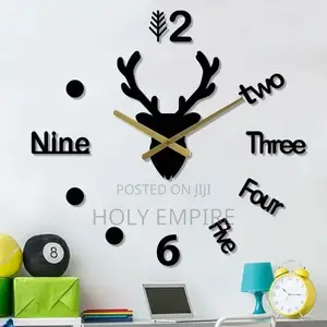 3d Deer Head Creative Acrylic Wall Clock Modern Design Digital Watch